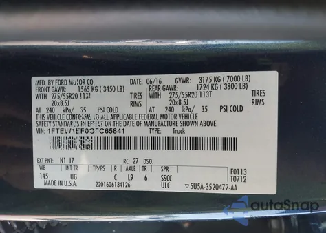 2016 Ford F-150 Xlt from USA, damaged, VIN 1FTEW1EF0GFC65841